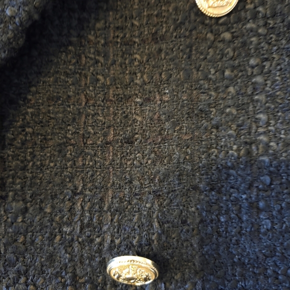 Zara Bloggers Favourite Textured Tweed Cropped Black Blazer With Gold Buttons M - Picture 12 of 12